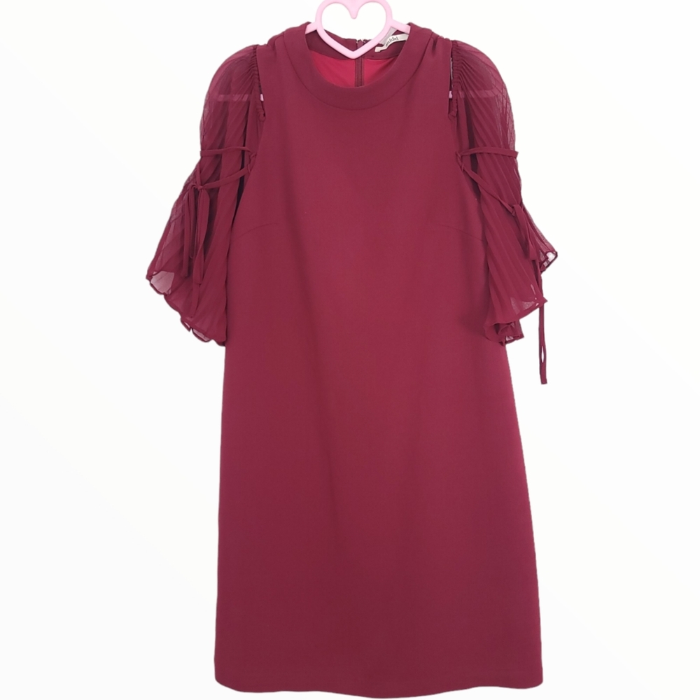 Snidel Cold Shoulder Shift Dress Red Wine Mini Size Medium
